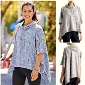 Athleta Blissful Oversized Hooded Poncho Heather Gray Size Small EUC